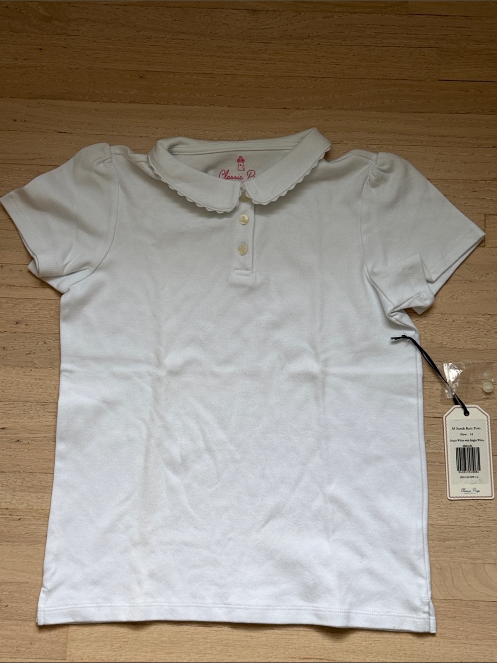 Classic Prep White Peter Pan Collar Polo for Girls NWt